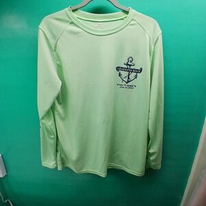 Surf Style Mens Long Sleeve T Shirt Clearwater Beach Graphic Light Green S